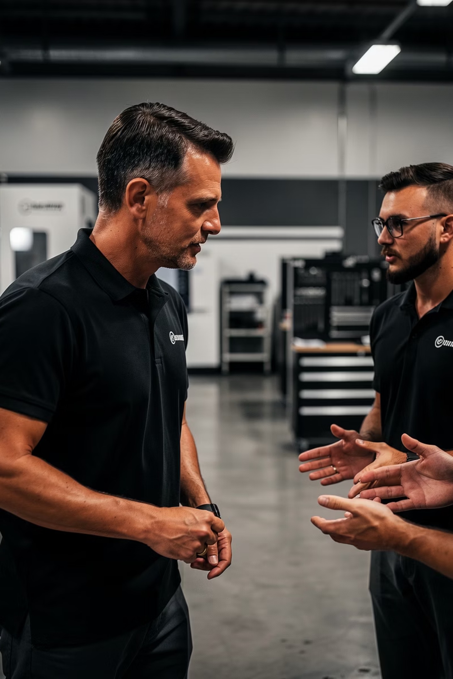 Ryan Nelson coaching manufacturing leaders on the shop floor after the Train to Trust keynote